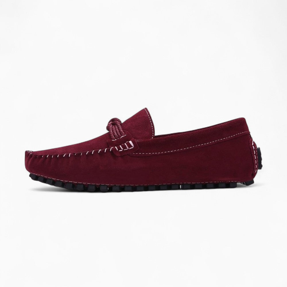 Mocassins Design En Daim Rouge Pour Hommes
