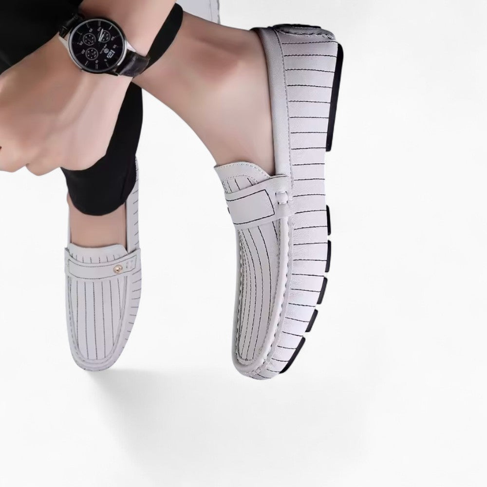 Mocassins Décontractés En Effet Cuir Blanc Pour Hommes