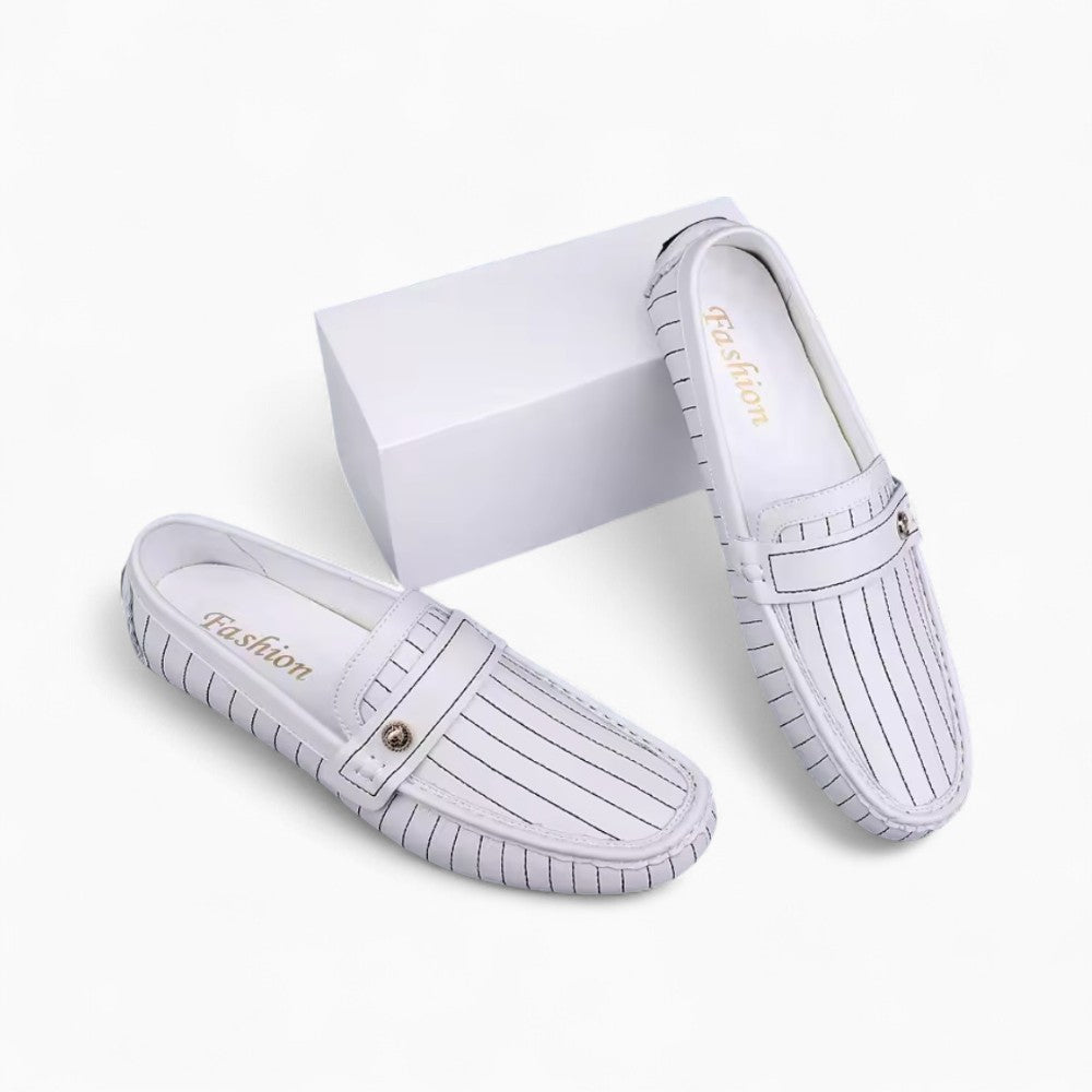 Mocassins Décontractés En Effet Cuir Blanc Pour Hommes