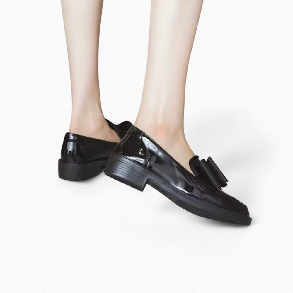 Mocassins Décontractés Avec Un Nœud Papillon Noir Pour Femmes
