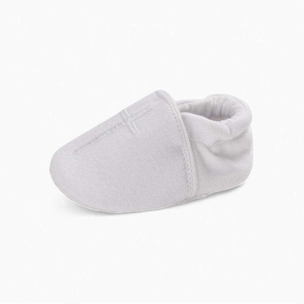Mocassins De Baptême Blancs En Coton Pour Bébé