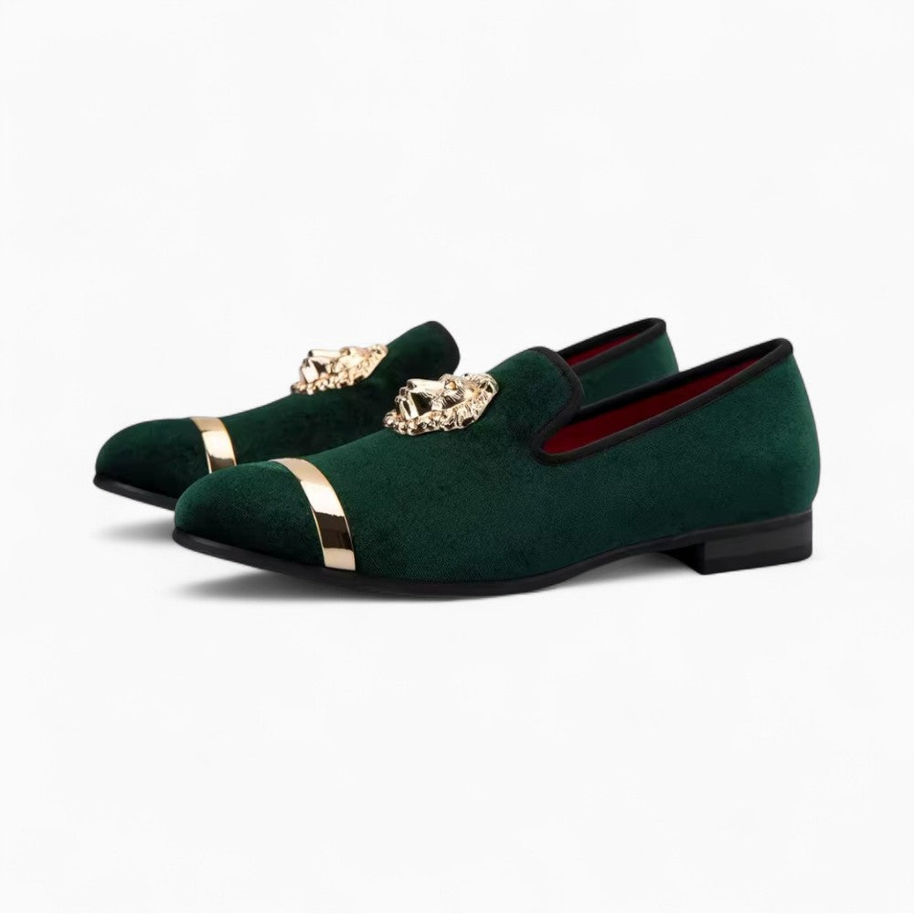 Mocassins De Mariage En Velours Avec Écusson Tigre