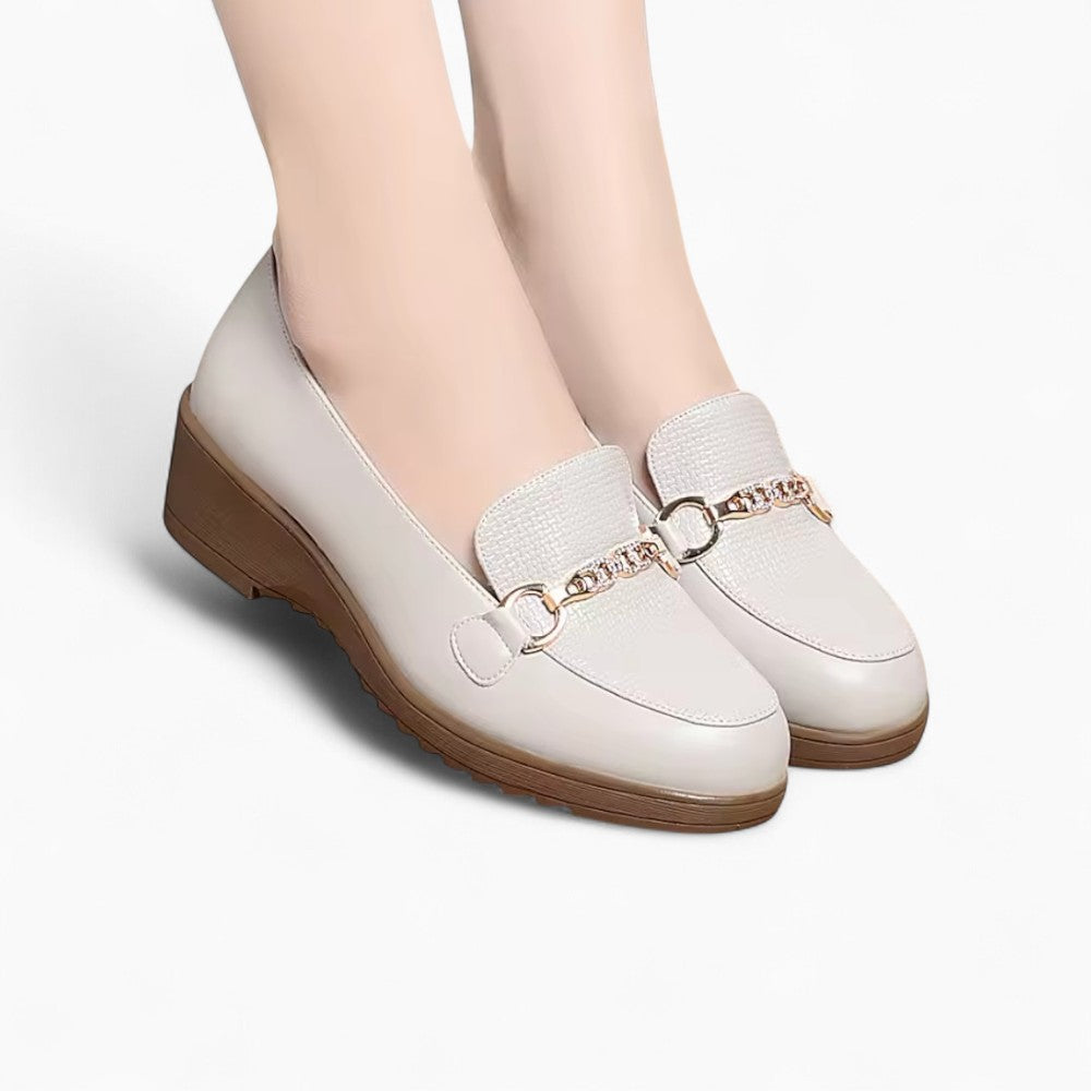 Mocassins Compensés En Cuir Synthétique Pour Femmes