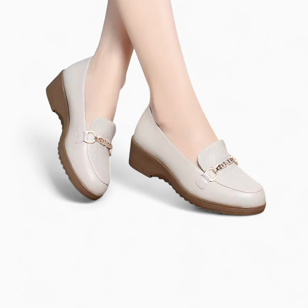 Mocassins Compensés En Cuir Synthétique Pour Femmes