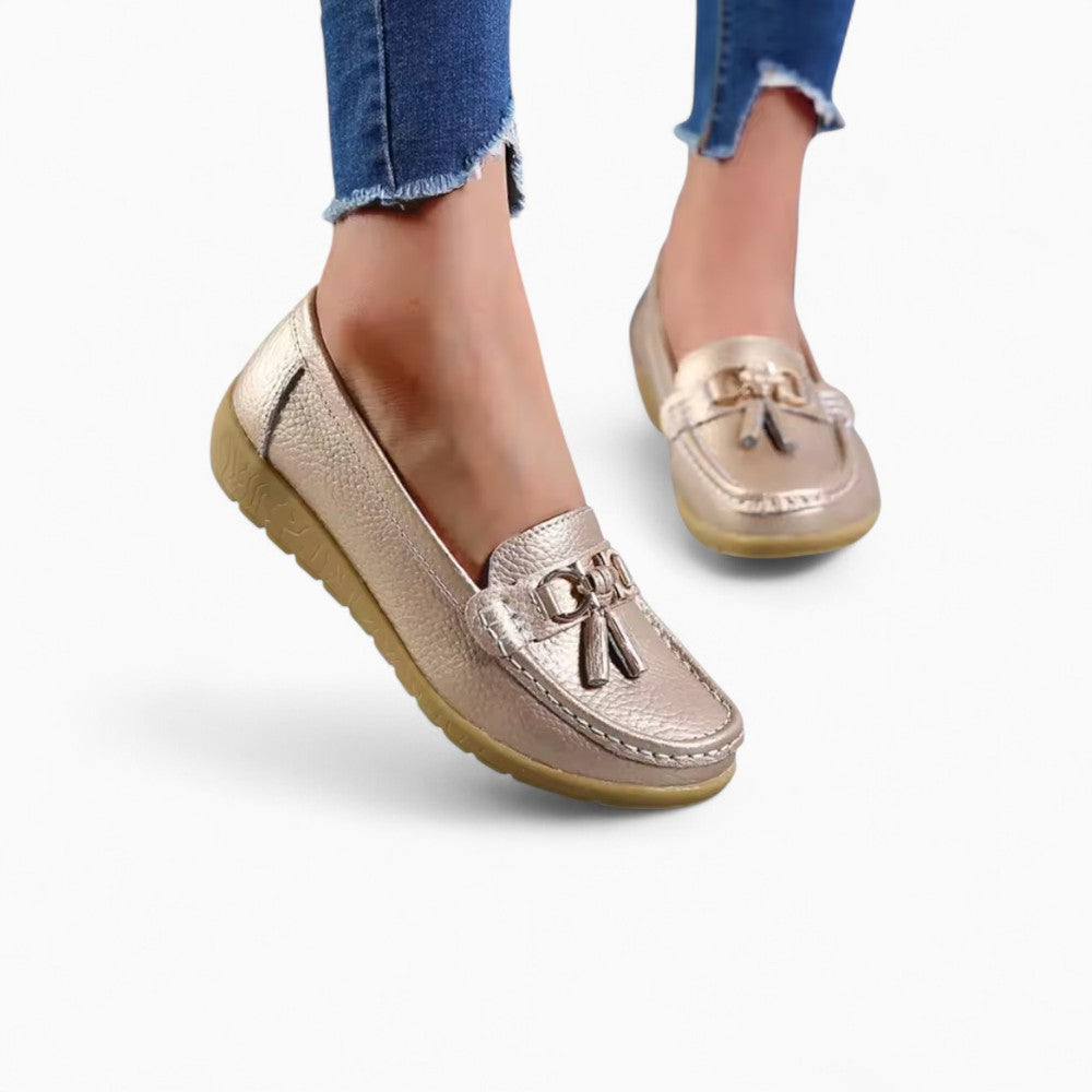 Mocassins Compensés En Cuir Brillant Pour Femmes