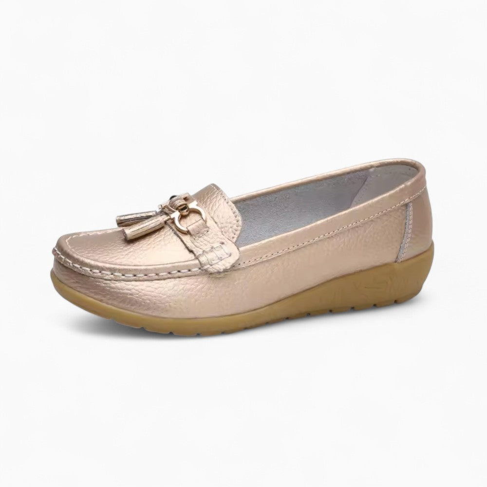 Mocassins Compensés En Cuir Brillant Pour Femmes