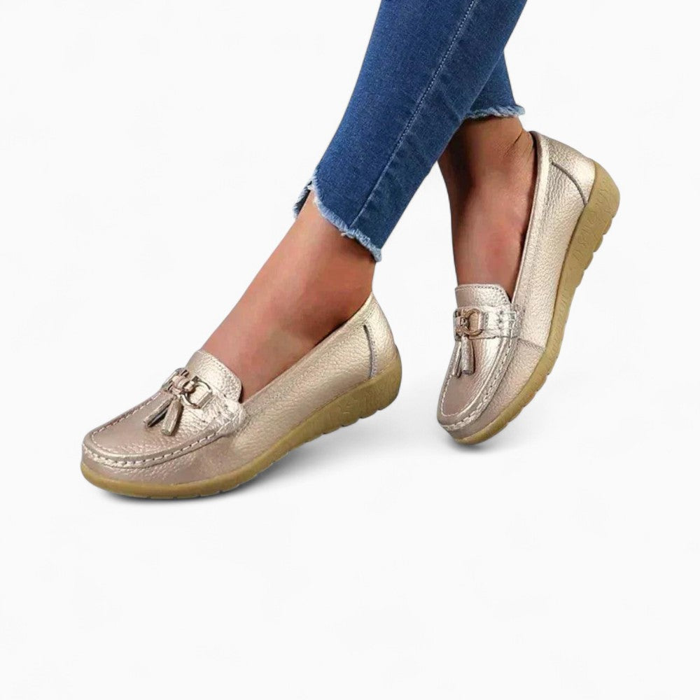 Mocassins Compensés En Cuir Brillant Pour Femmes