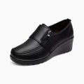 Mocassins Compensés Confortables Cuir Noir Pour Femmes