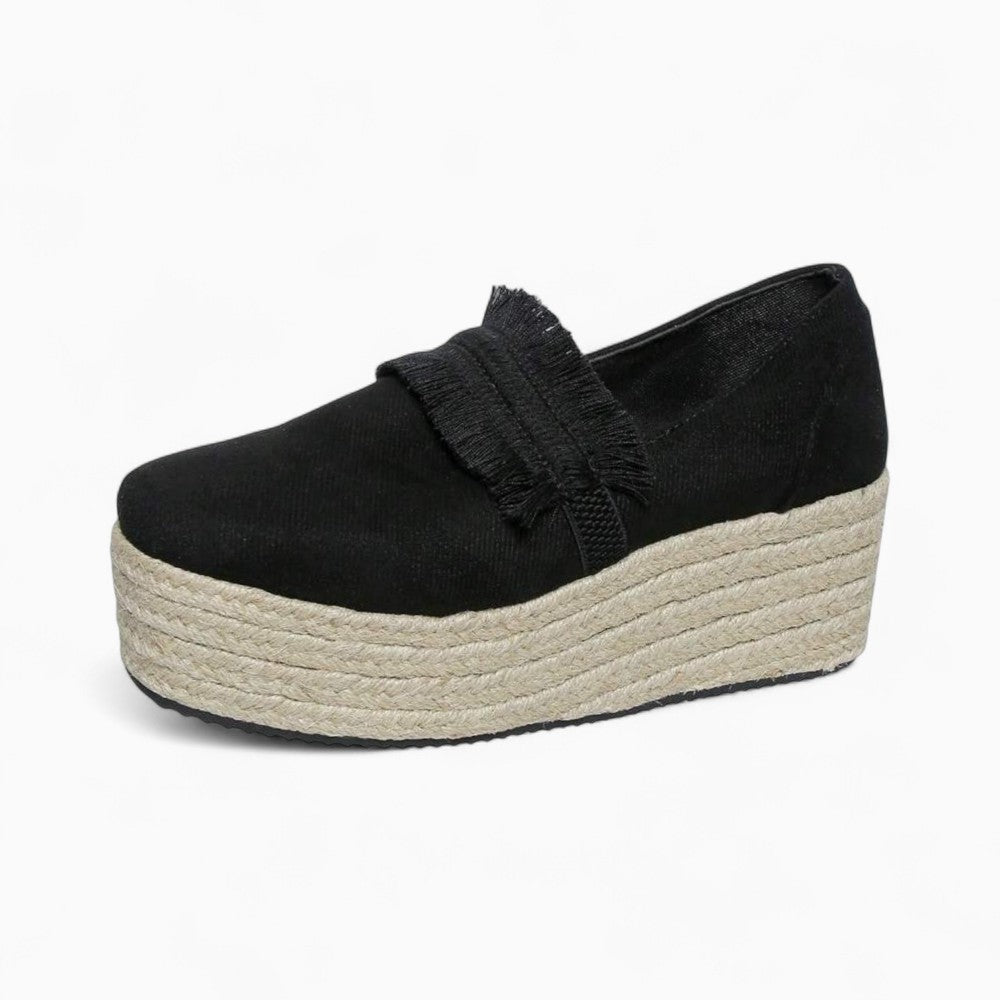 Mocassins Compensés Avec Franges En Suédine Pour Femme