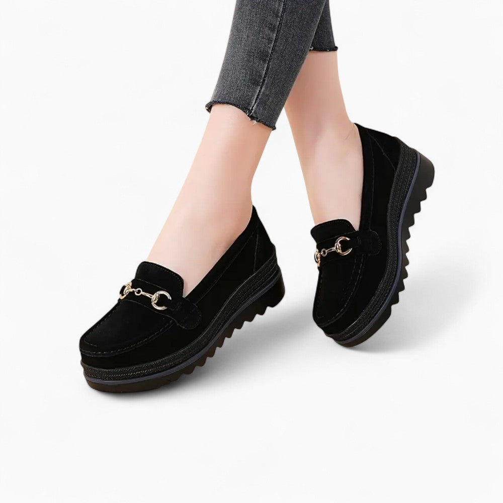 Mocassins Compensés Avec Détails Boucles Dorées Pour Femme