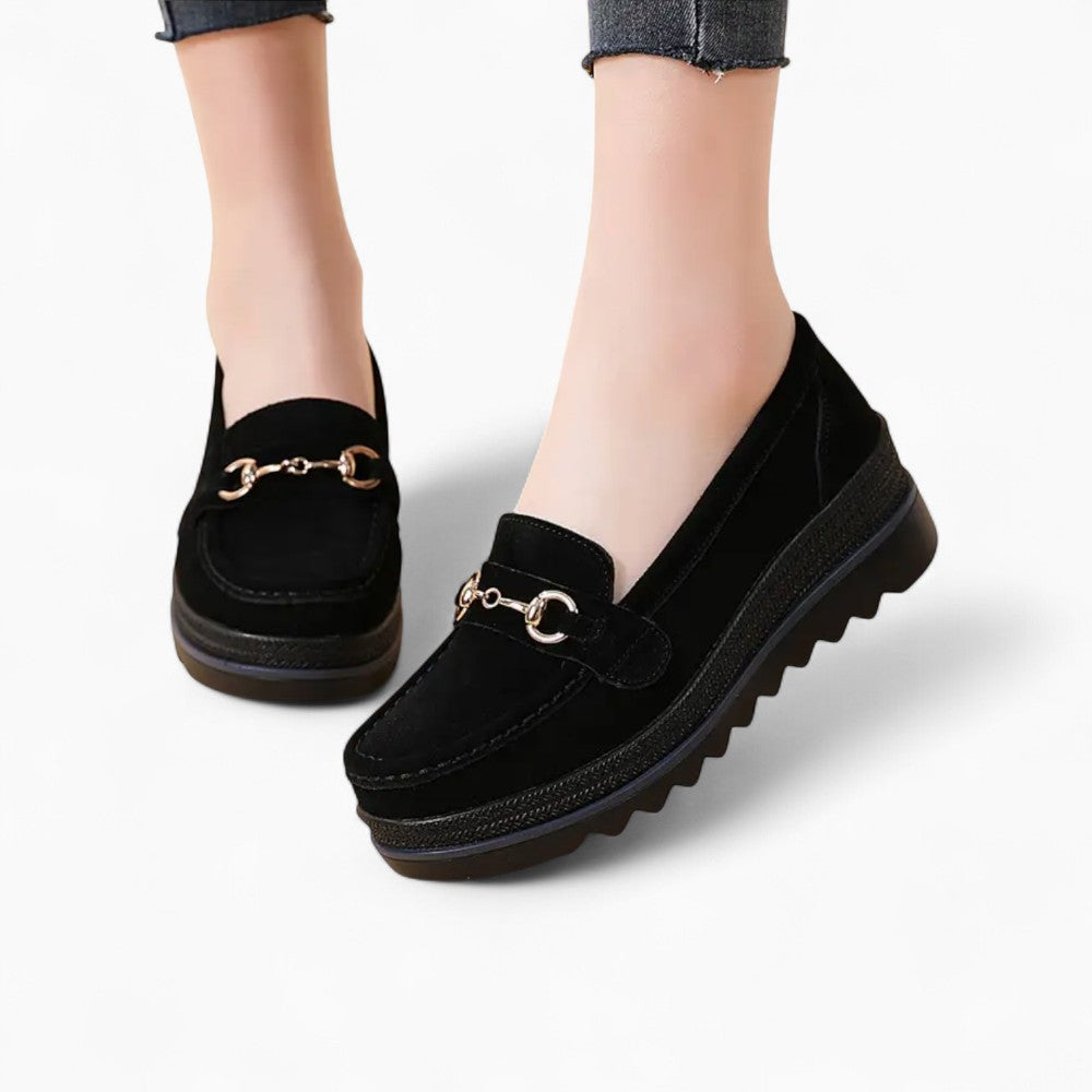 Mocassins Compensés Avec Détails Boucles Dorées Pour Femme