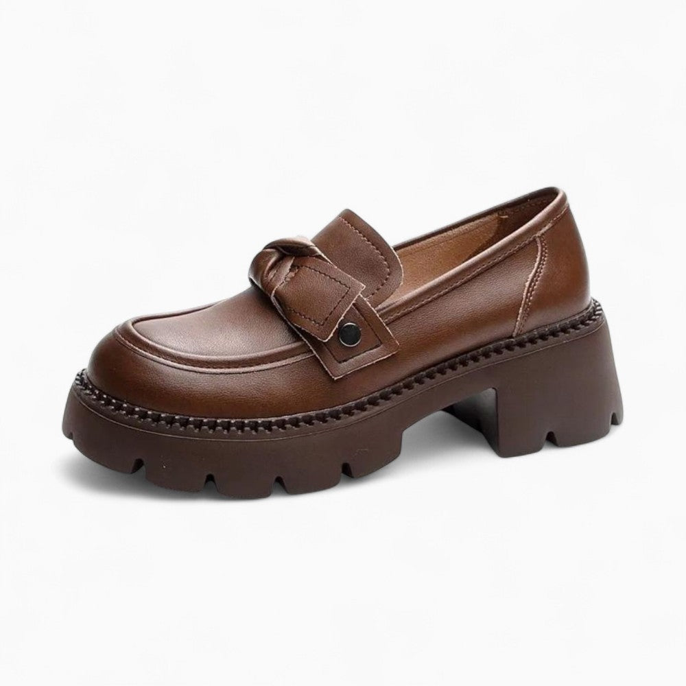 Mocassins En Cuir véritable À Plateforme Pour Femme