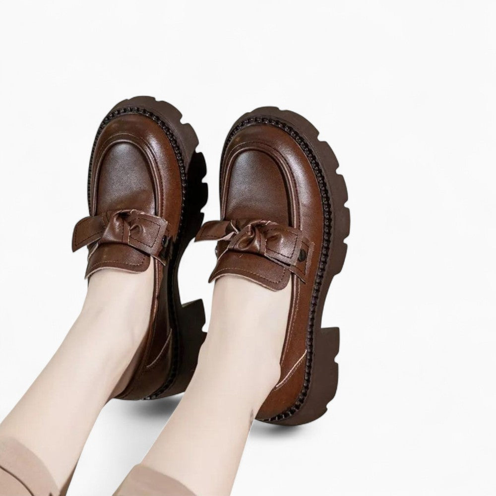 Mocassins En Cuir véritable À Plateforme Pour Femme