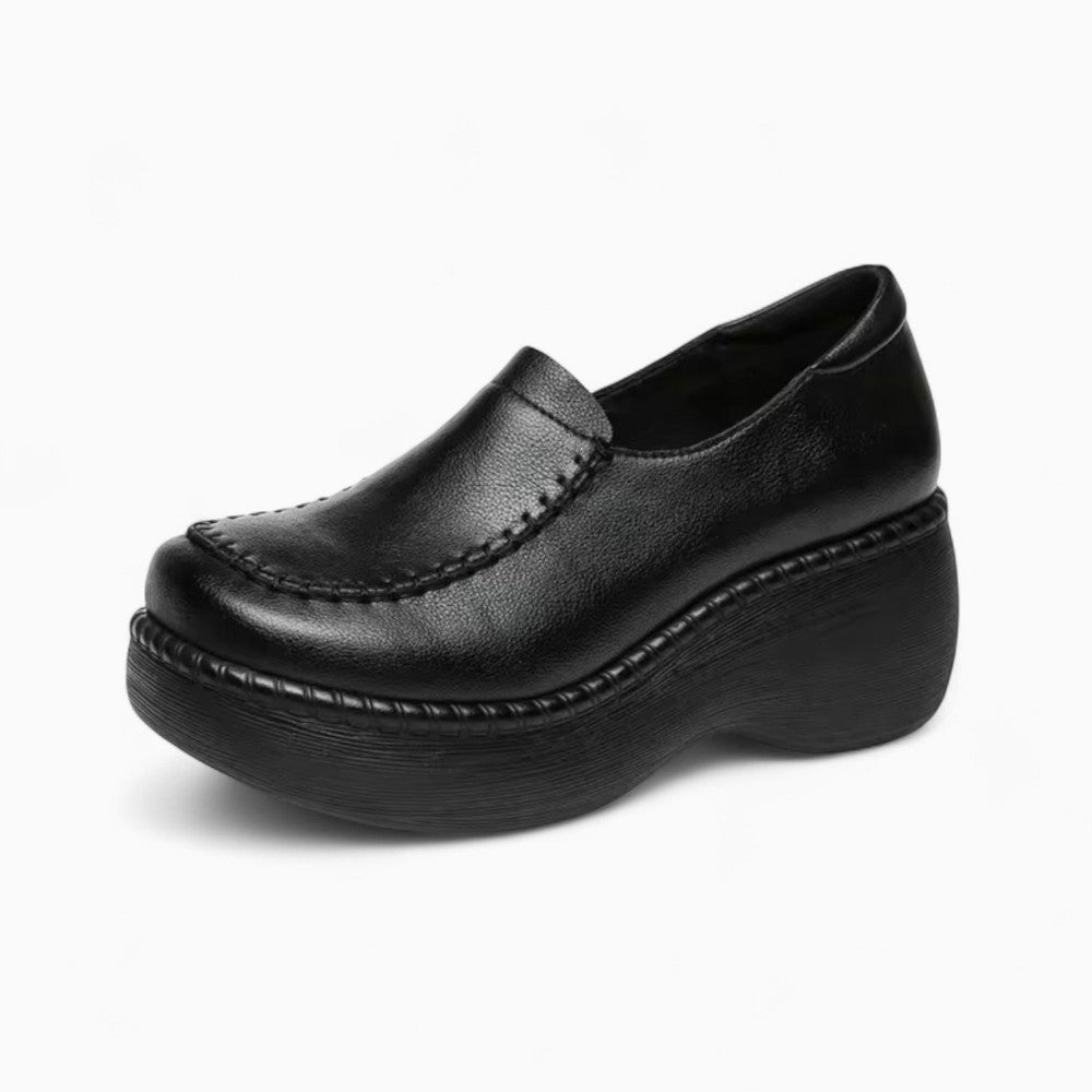 Mocassins En Cuir Véritable À Semelles Compensées Pour Femme