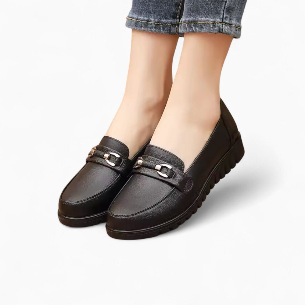 Mocassins Orthopédiques À Semelle Noire Pour Femmes