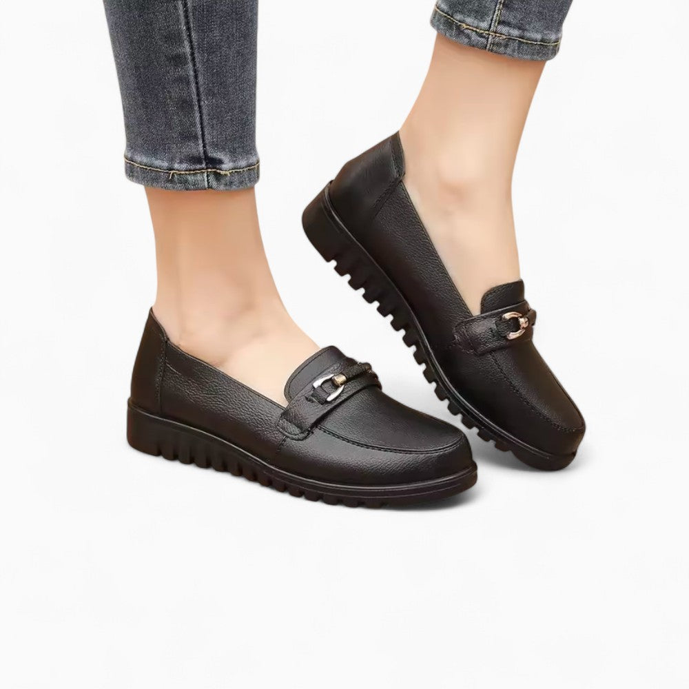 Mocassins Orthopédiques À Semelle Noire Pour Femmes