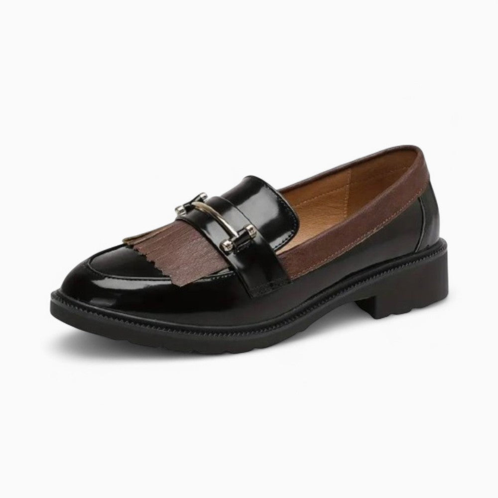 Mocassins Noirs Vernis En Cuir Synthétique Pour Femme