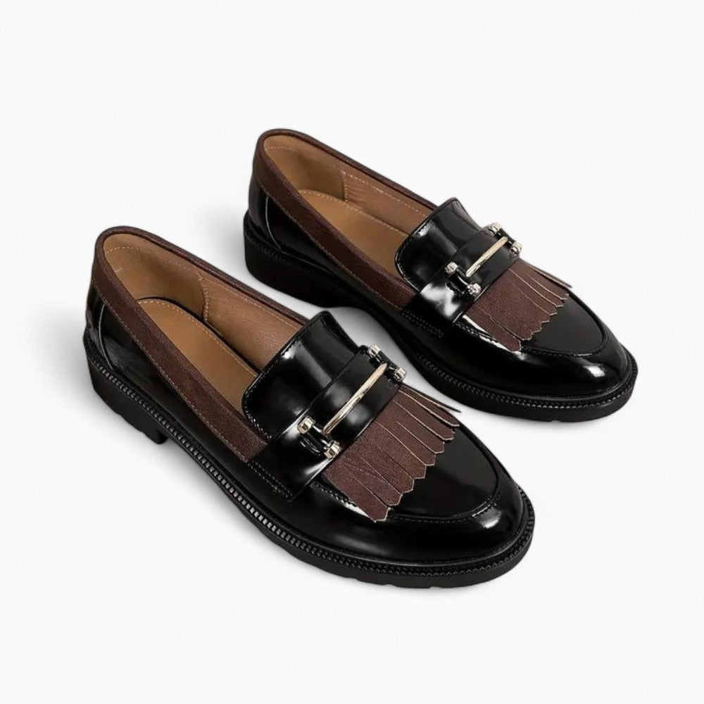 Mocassins Noirs Vernis En Cuir Synthétique Pour Femme
