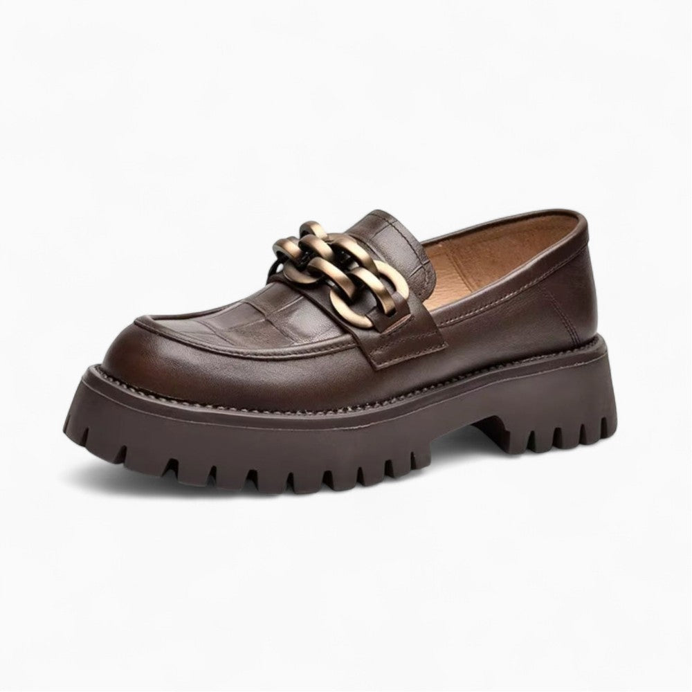 Mocassins Avec Une Chaîne En Métal Doré Pour Femmes