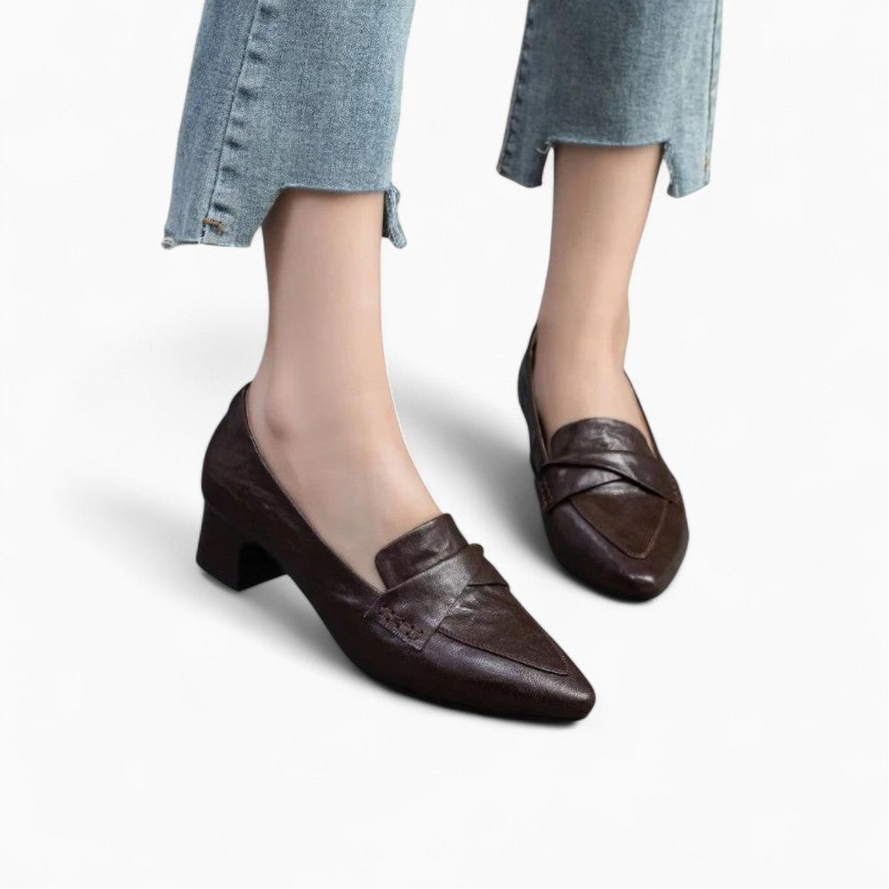 Mocassins Avec Dessus Matelassé À Talons Carrés Pour Femme