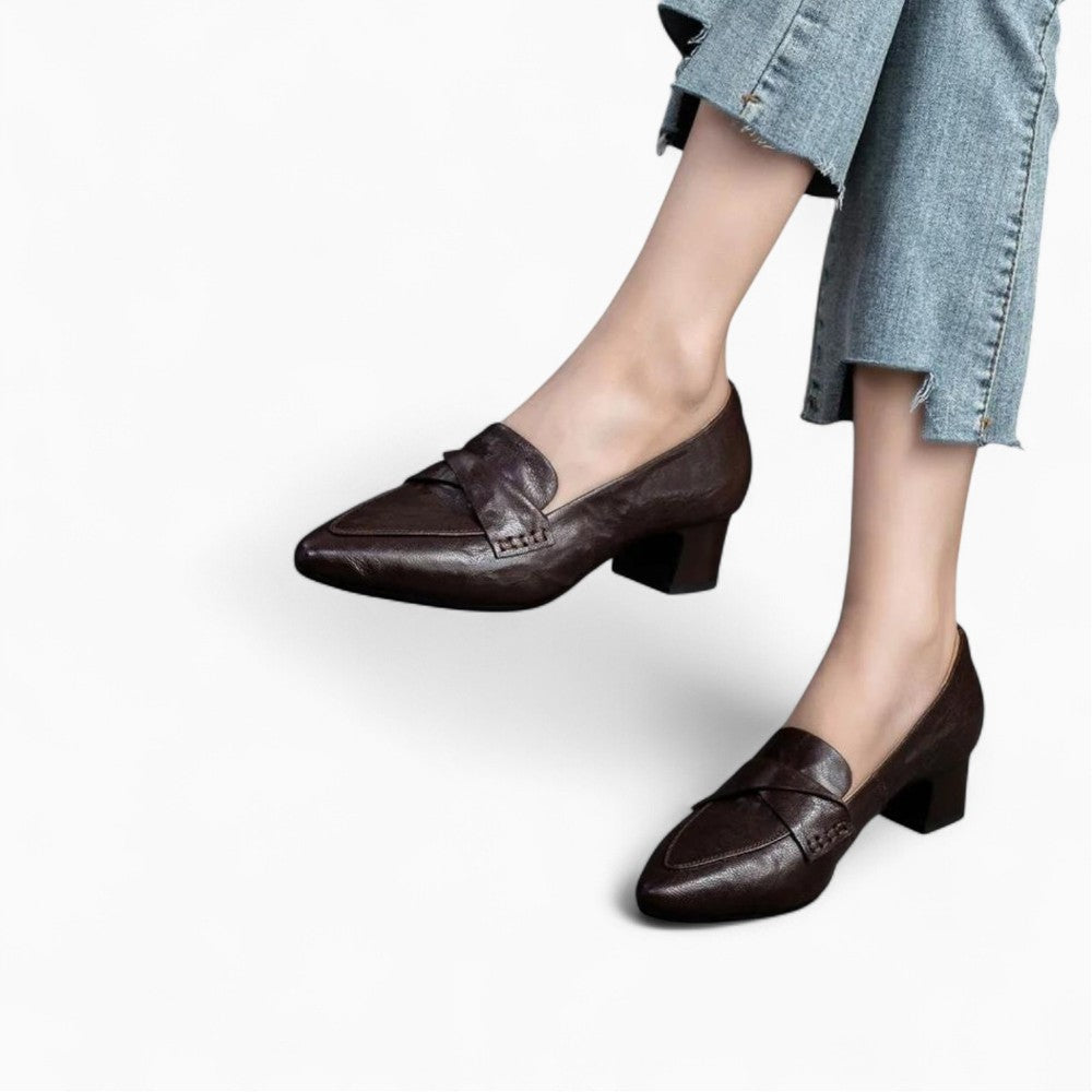 Mocassins Avec Dessus Matelassé À Talons Carrés Pour Femme