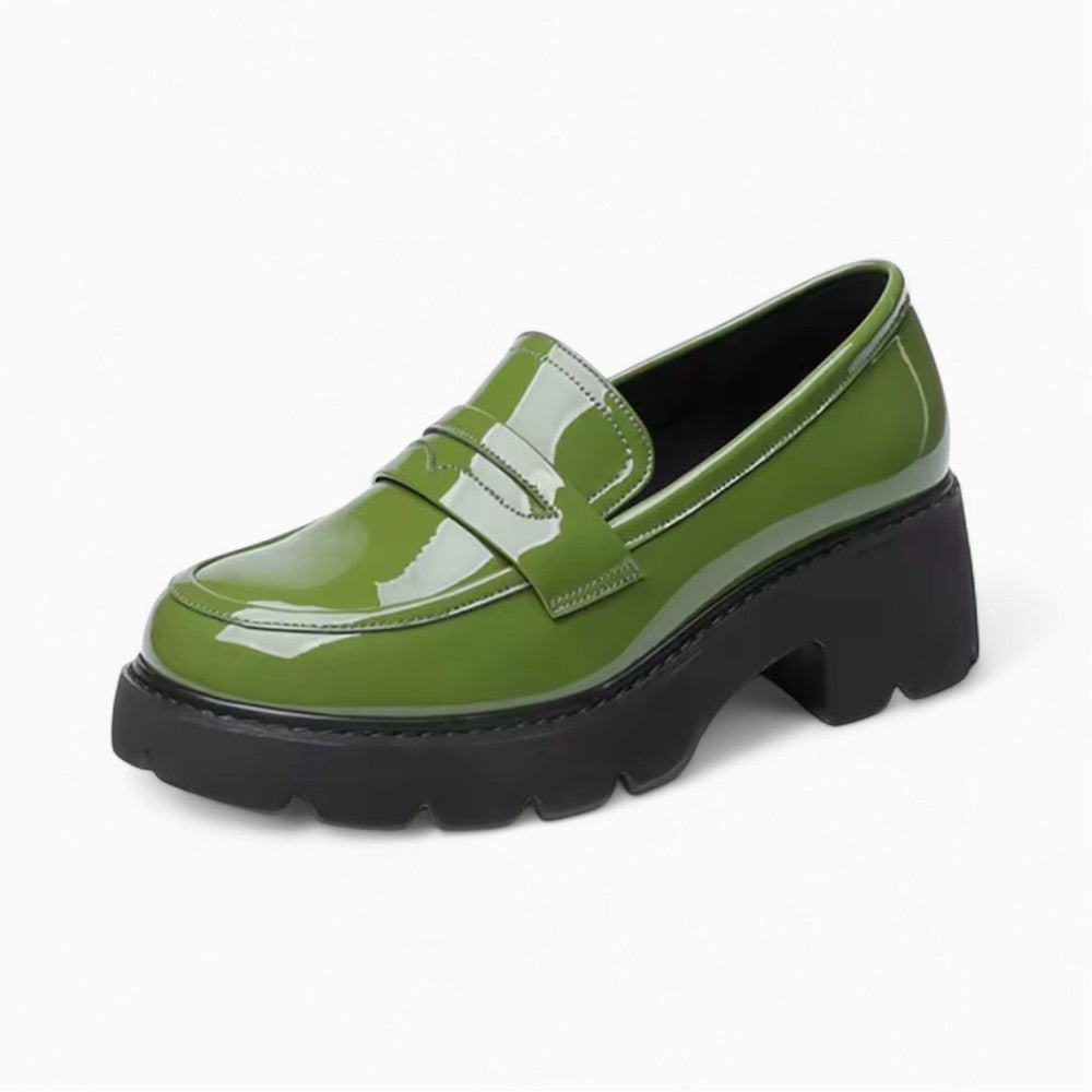 Mocassins Aspect Cuir Vernis À Semelle Épaisse
