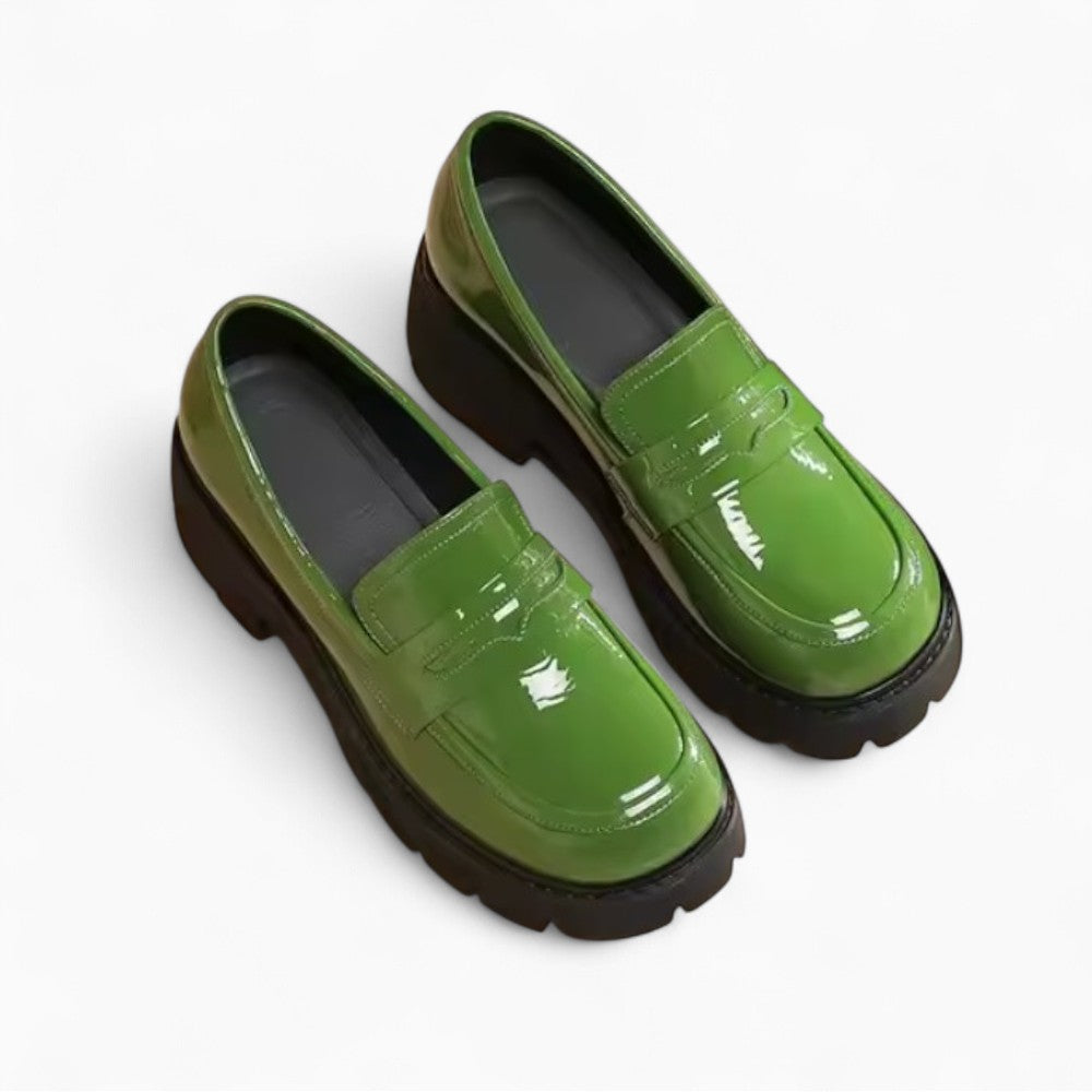 Mocassins Aspect Cuir Vernis À Semelle Épaisse