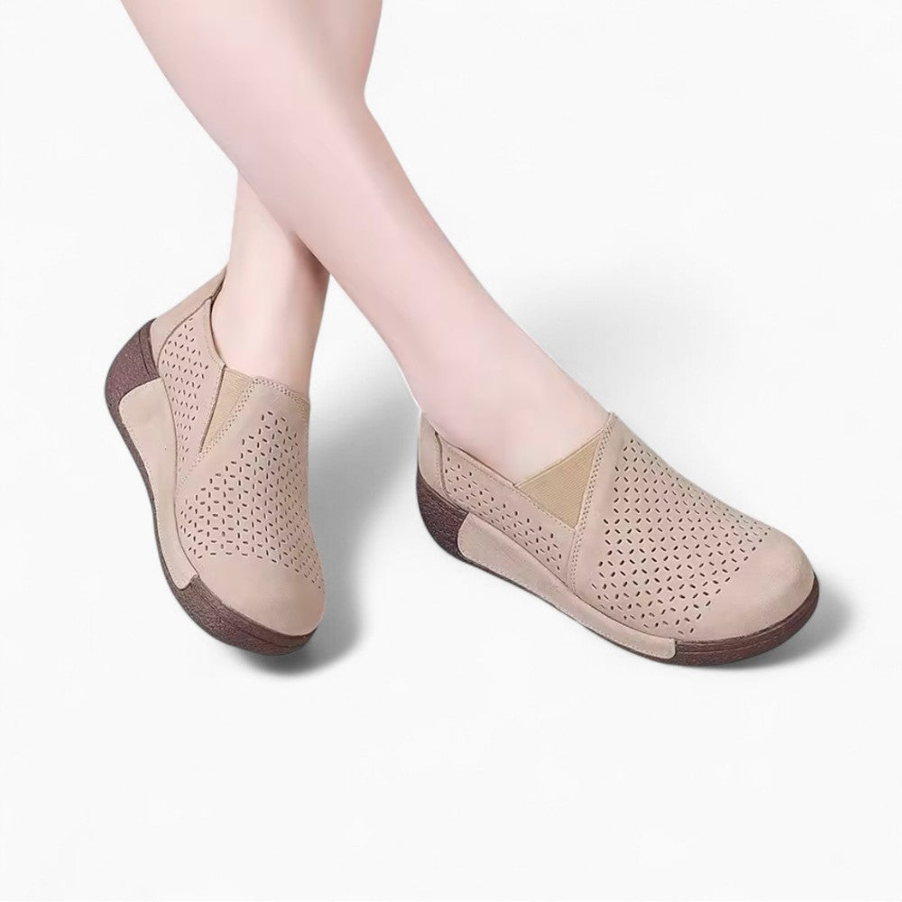 Mocassins Ajourés Confortables À Semelle Compensée Pour Femme
