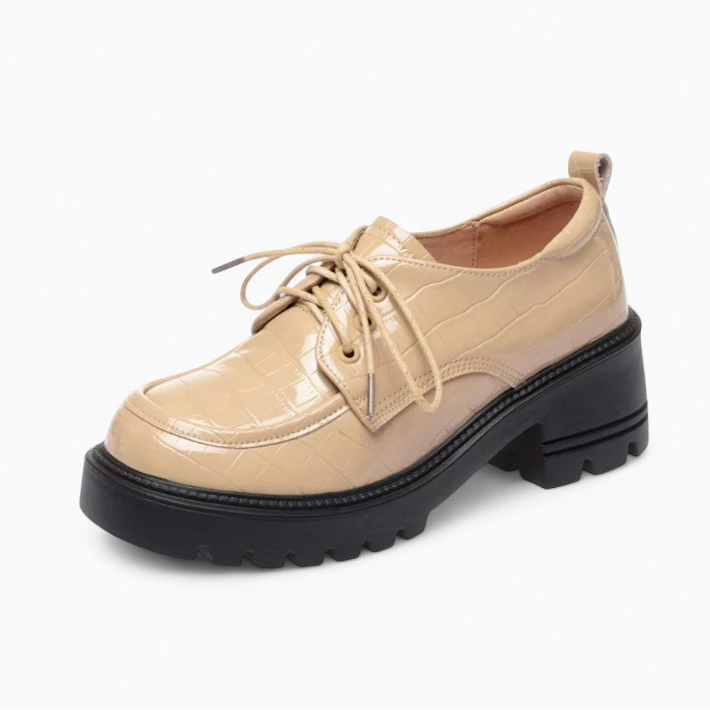 Mocassins À Talons Et Plateforme En Cuir Vernis Pour Femme