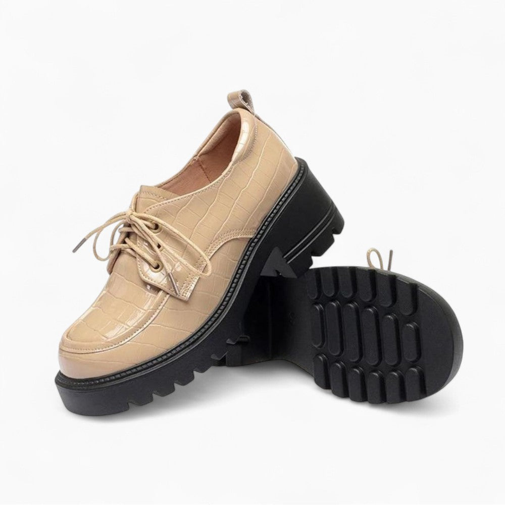 Mocassins À Talons Et Plateforme En Cuir Vernis Pour Femme