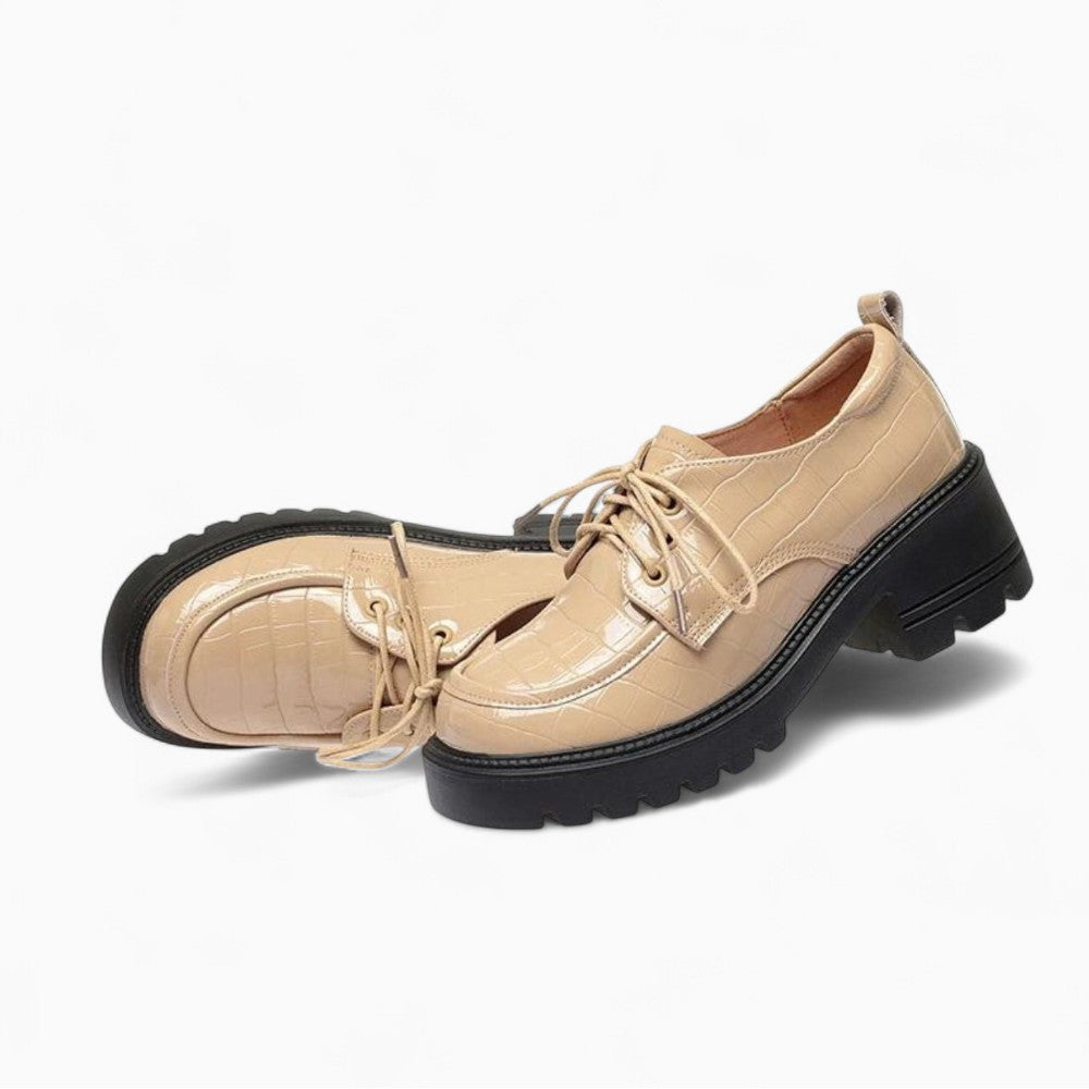 Mocassins À Talons Et Plateforme En Cuir Vernis Pour Femme