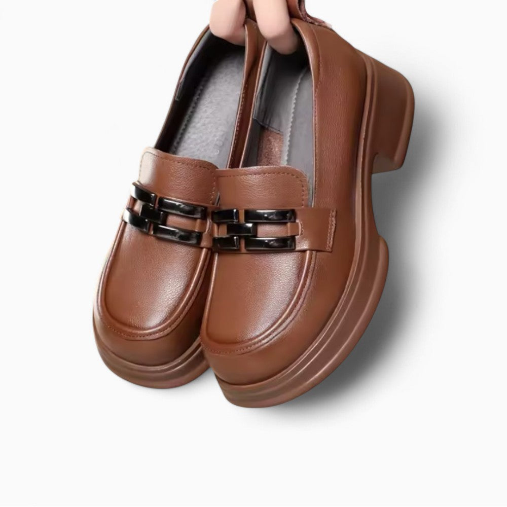 Mocassins À Talons Épais Aux Couleurs Neutres Pour Femmes