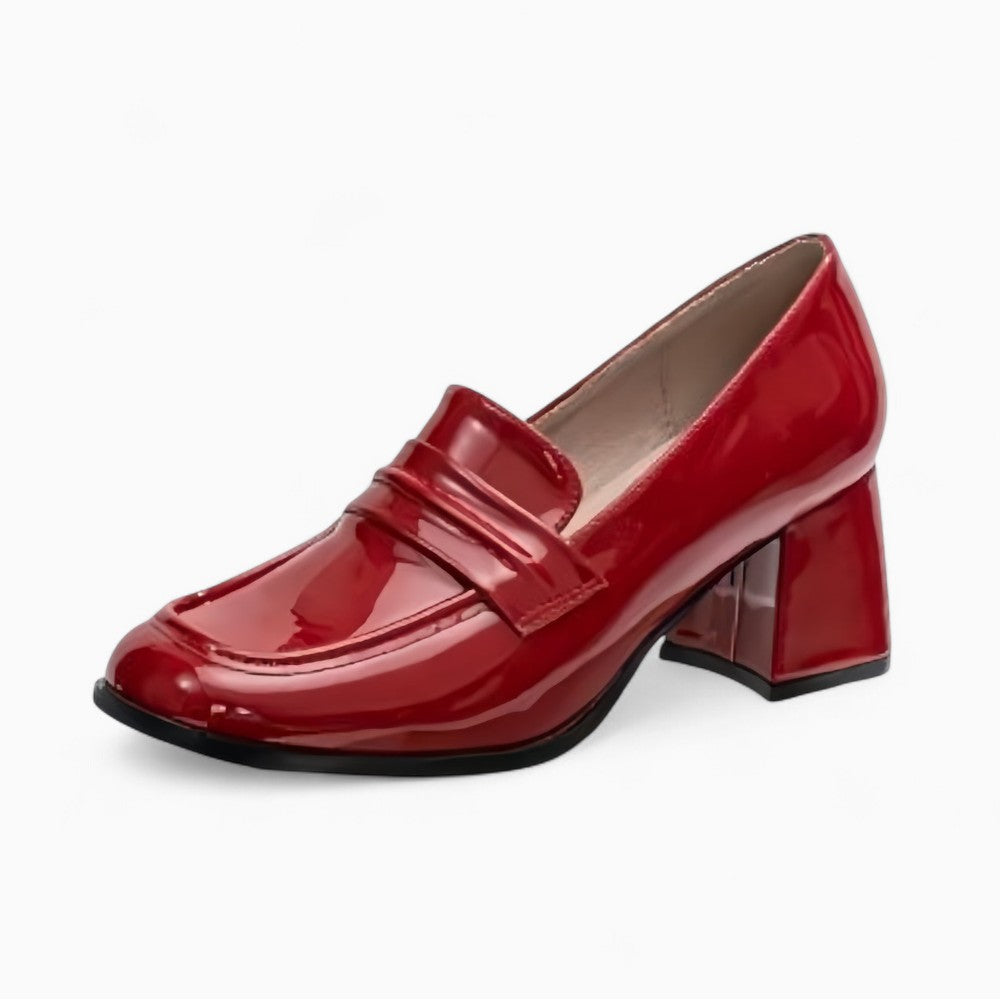 Mocassins À Talons En Cuir Vernis