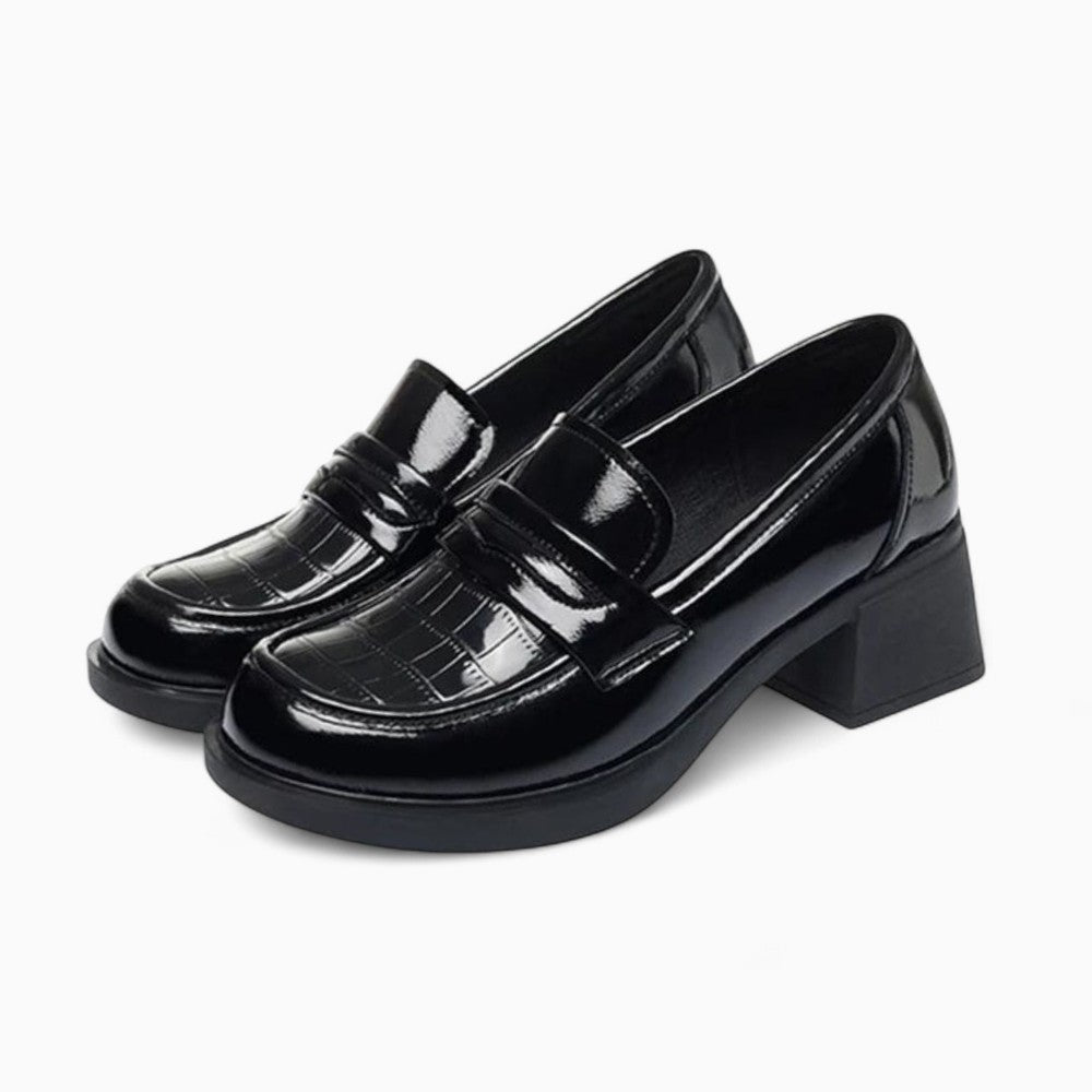 Mocassins À Talons En Cuir Verni Pour Femmes