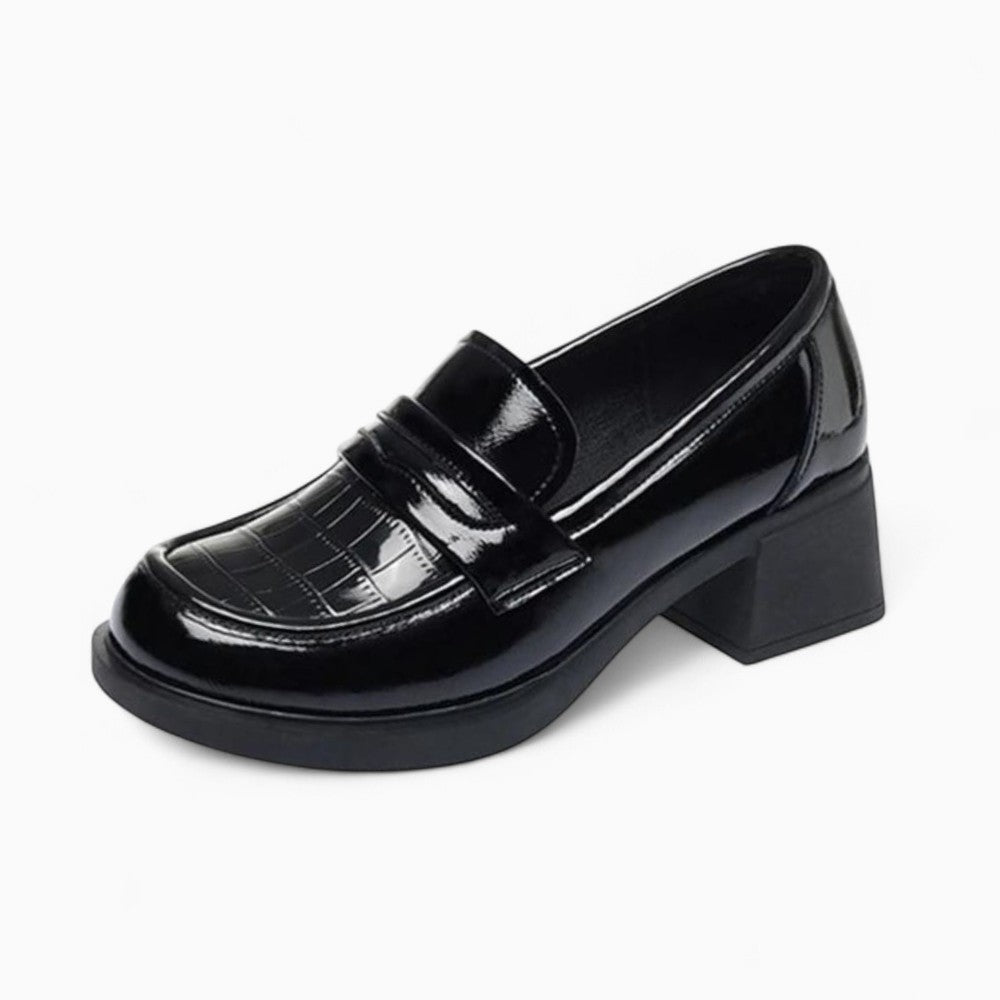 Mocassins À Talons En Cuir Verni Pour Femmes