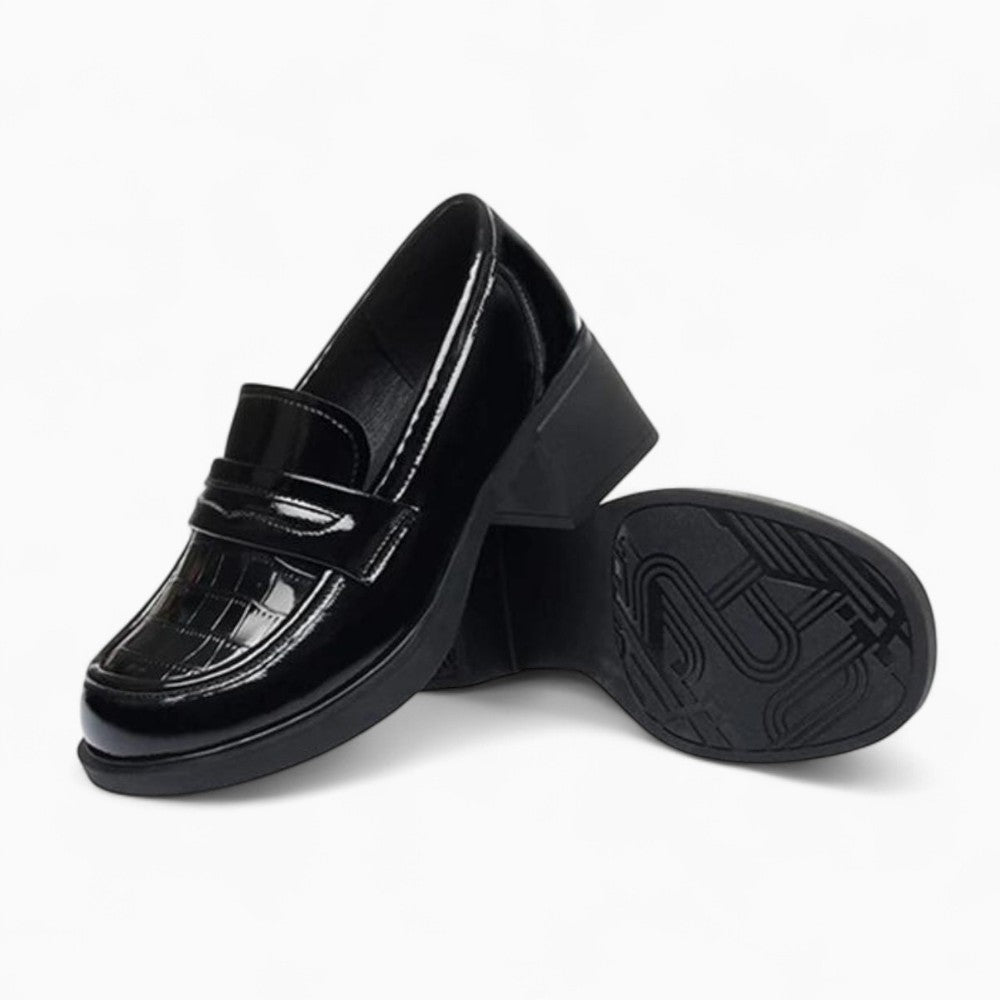 Mocassins À Talons En Cuir Verni Pour Femmes