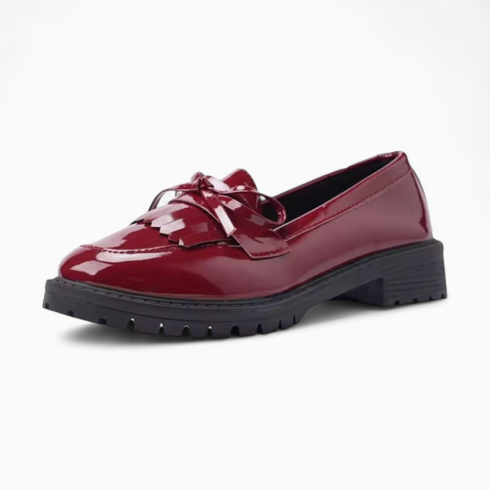 Mocassins À Talons En Cuir Verni Avec Nœud Décoratif