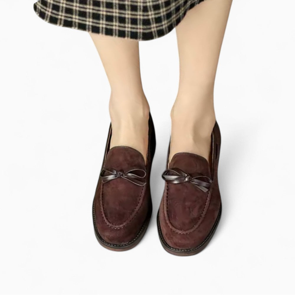 Mocassins À Talons En Cuir Style Rétro Pour Femmes