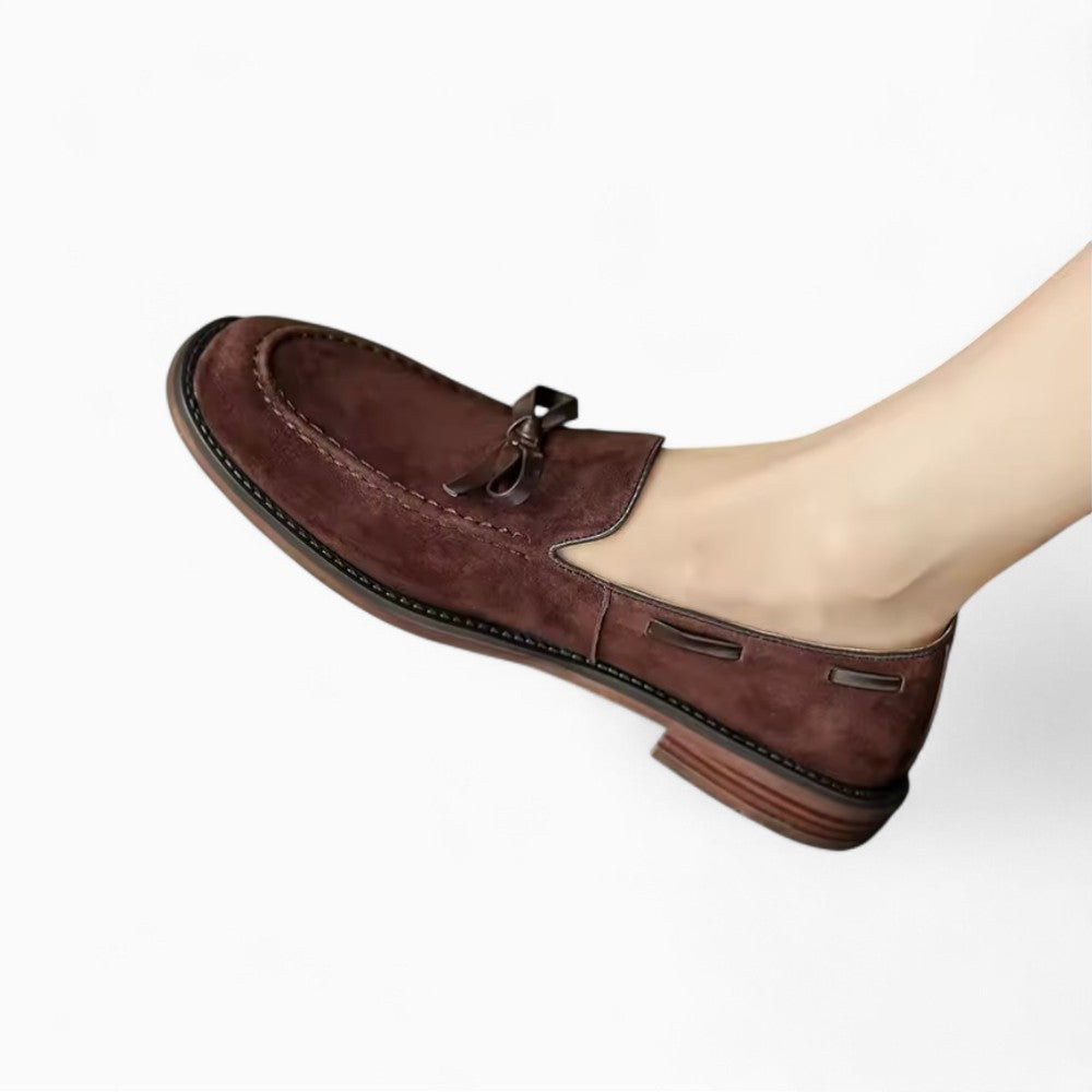 Mocassins À Talons En Cuir Style Rétro Pour Femmes