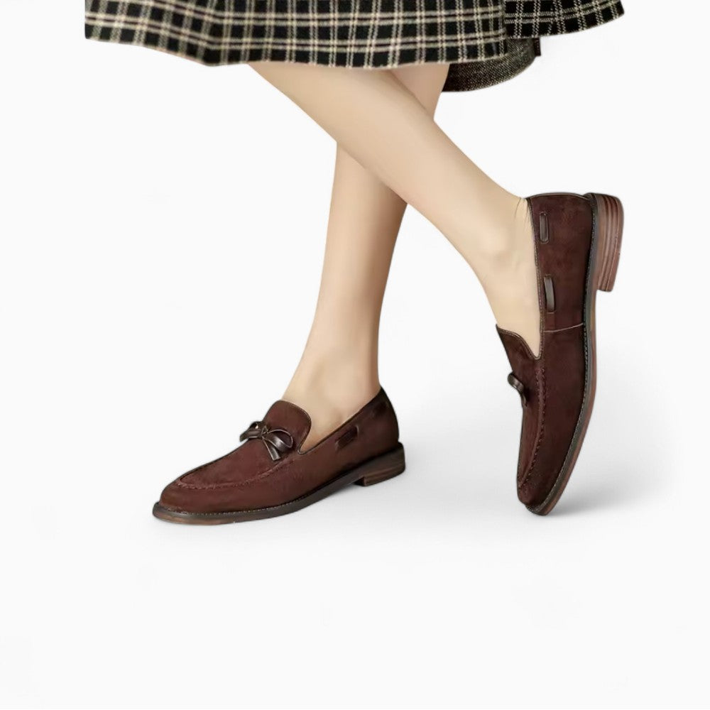 Mocassins À Talons En Cuir Style Rétro Pour Femmes