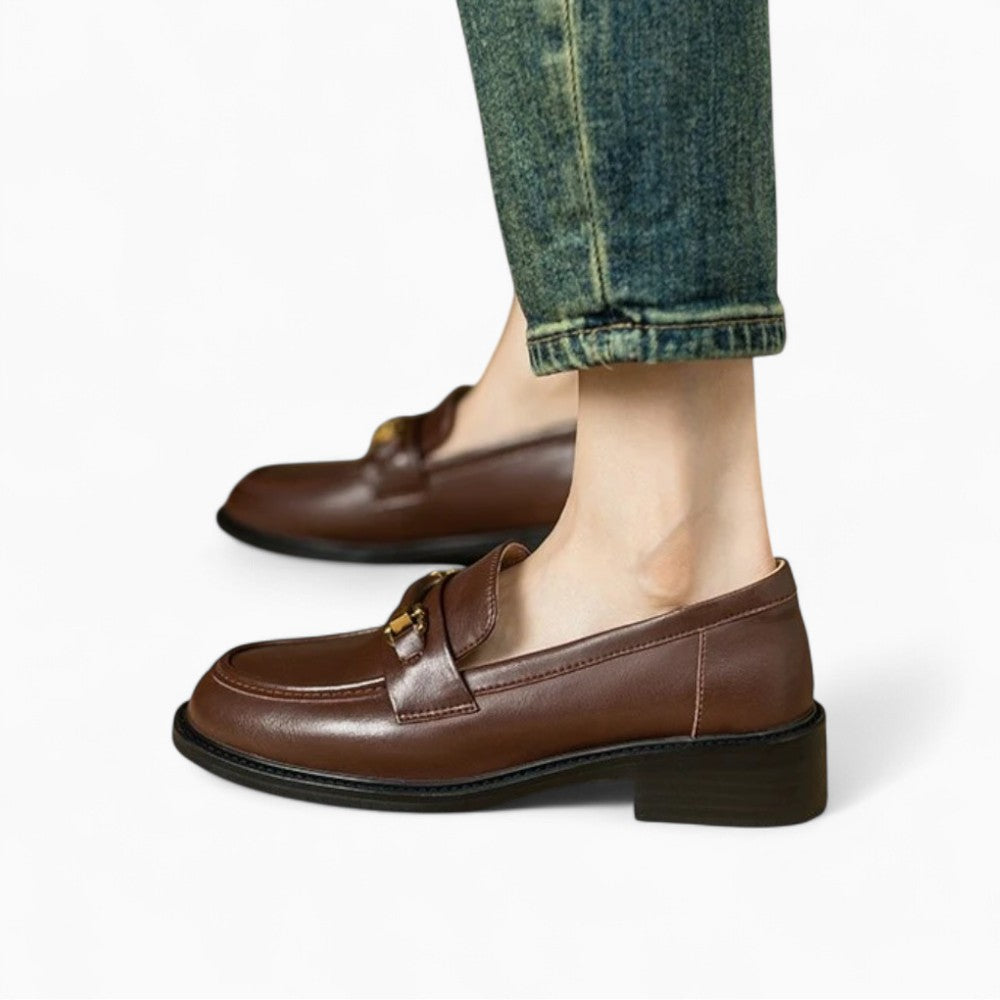 Mocassins À Talons En Cuir Pour Femmes