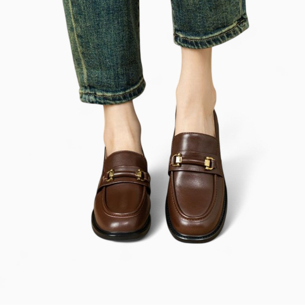 Mocassins À Talons En Cuir Pour Femmes