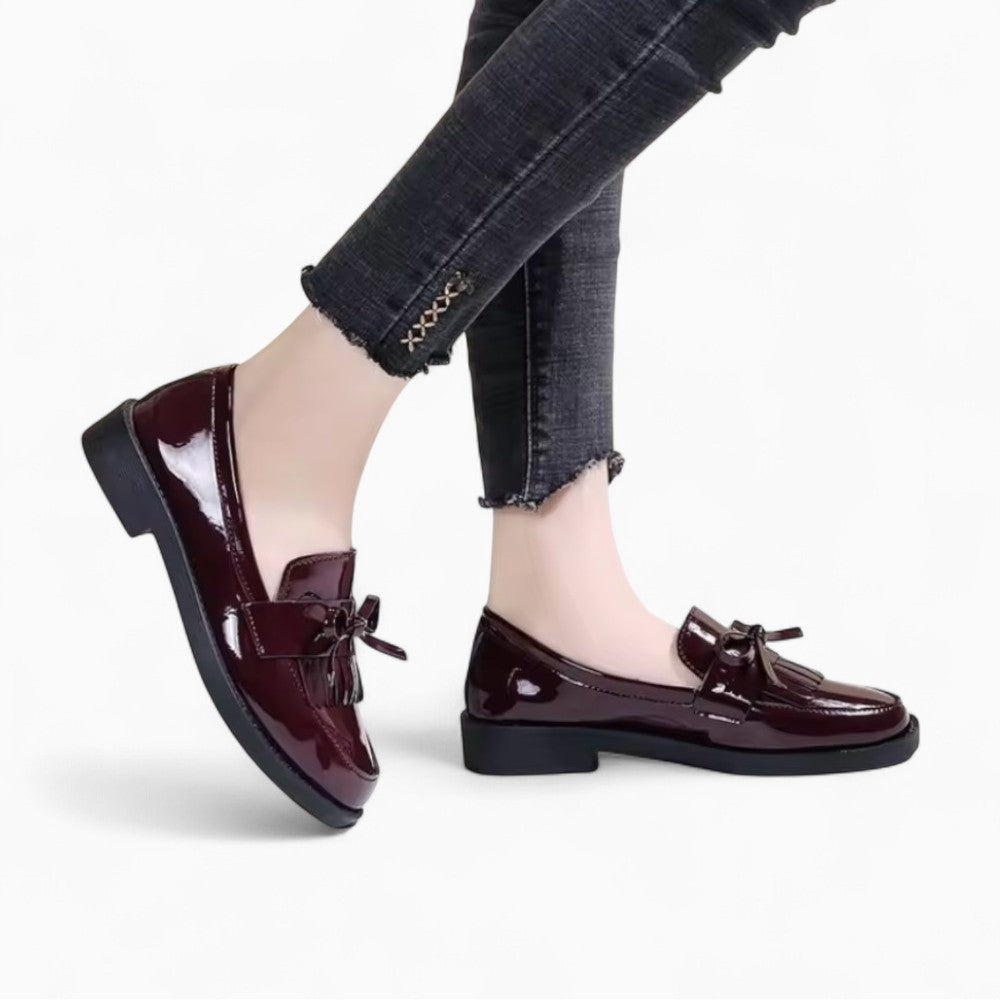 Mocassins À Talons Carrés Avec Frange Dans Le Style Vintage