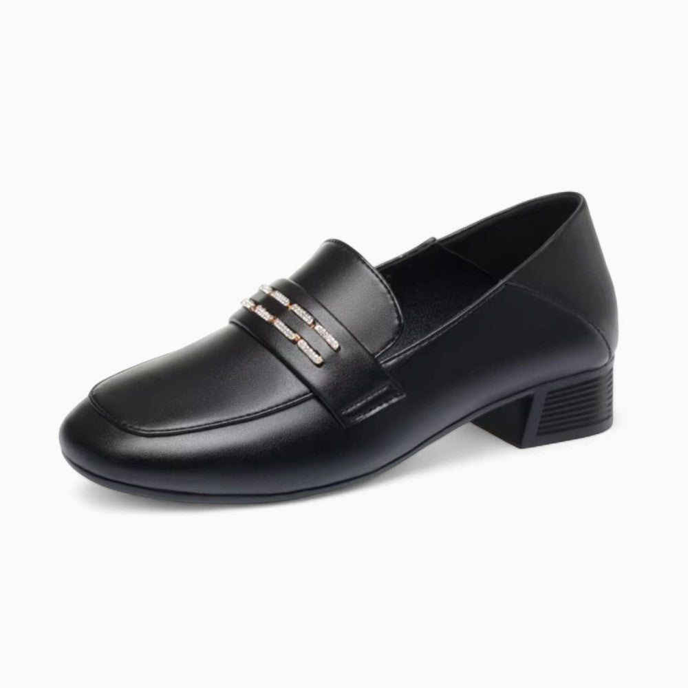 Mocassins À Talon Carré Avec Une Semelle En Cuir Régénéré