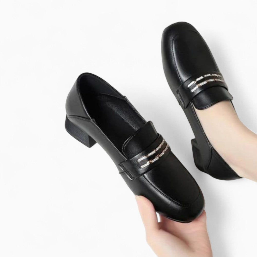 Mocassins À Talon Carré Avec Une Semelle En Cuir Régénéré