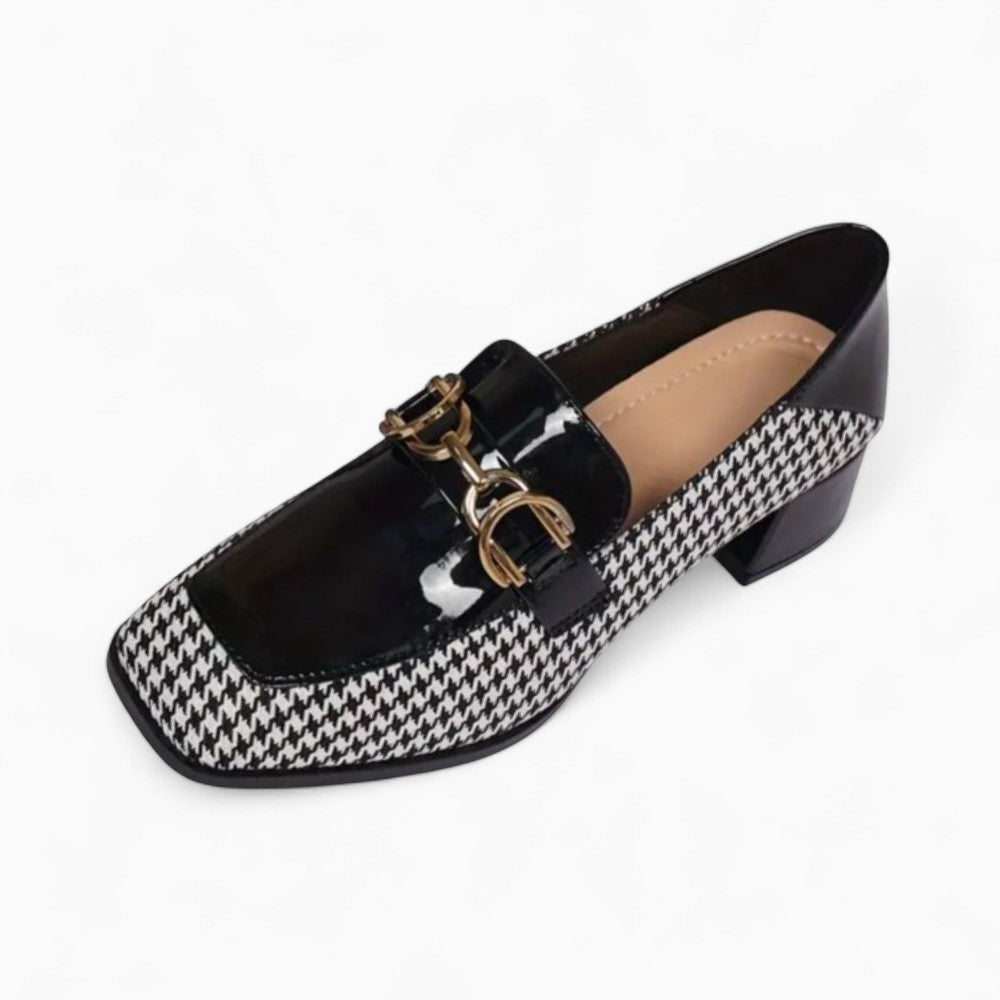 Mocassins À Talon Avec Chaînette En Cuir Vernis Pour Femme