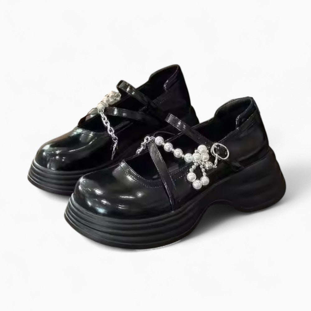 Mocassins À Semelle Épaisse Avec Chaîne Et Perles