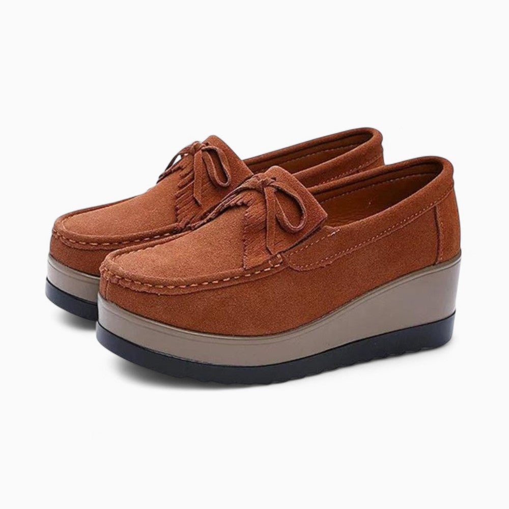 Mocassins À Semelle Compensée En Daim Pour Femme