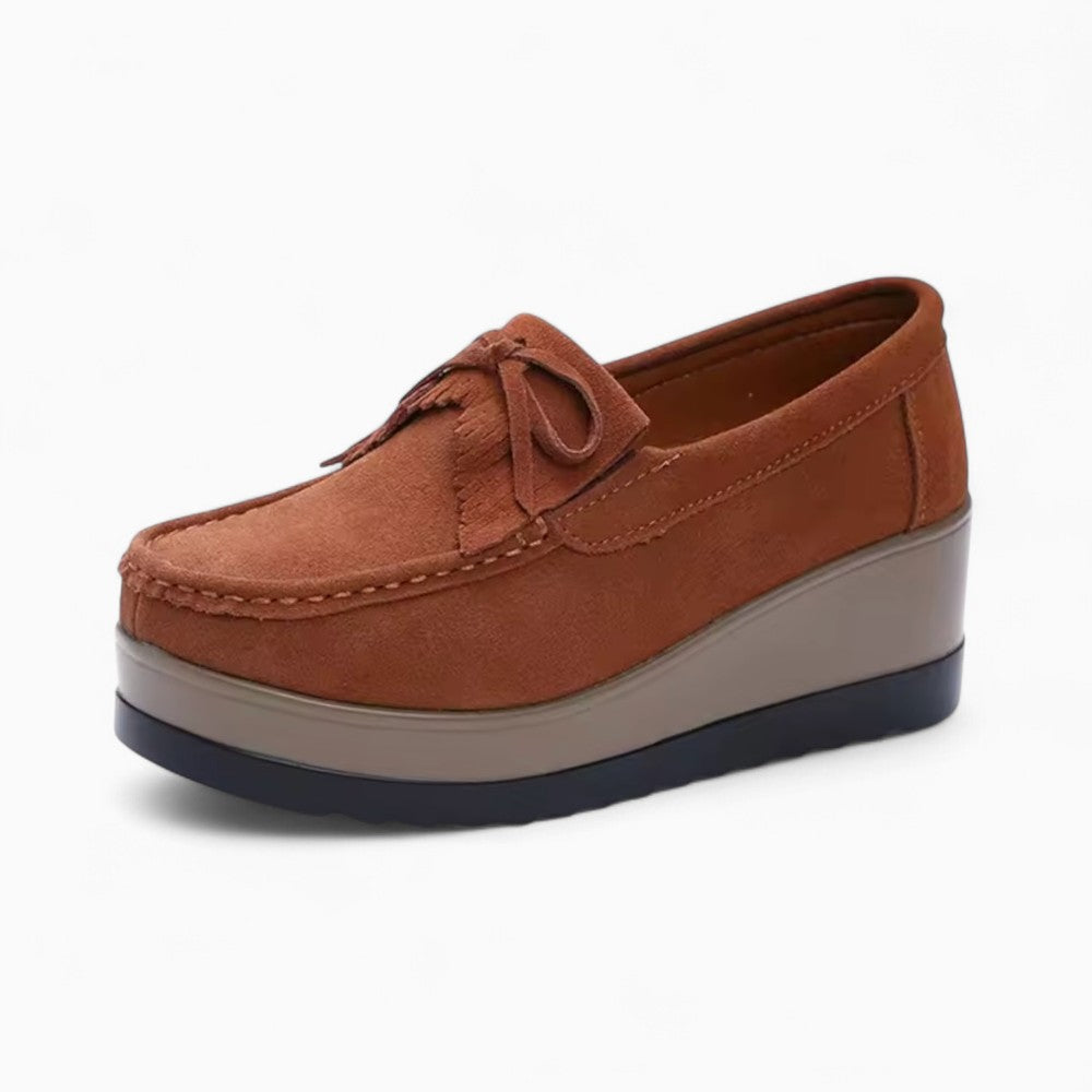 Mocassins À Semelle Compensée En Daim Pour Femme
