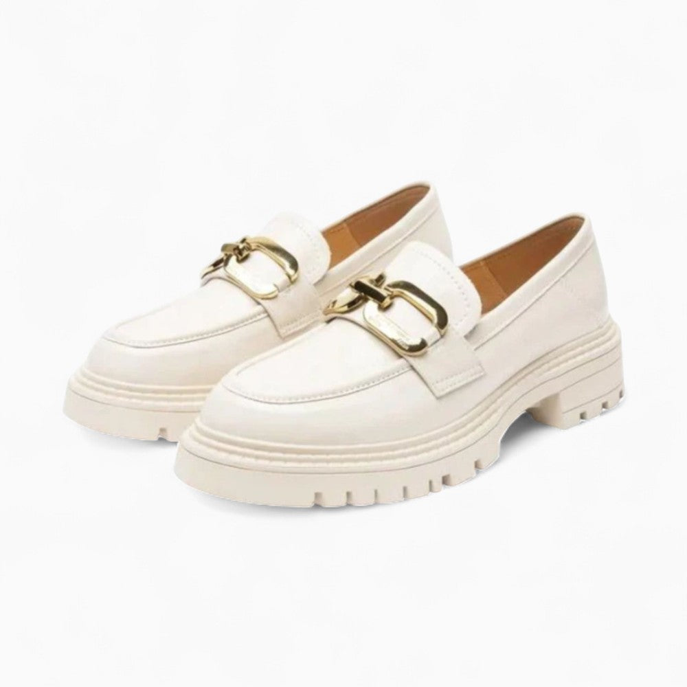 Mocassins À Plateforme En Cuir Verni Avec Chaîne Dorée Pour Femmes